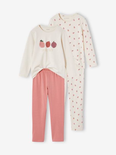 Pack of 2 Pyjamas for Girls raspberry pink 