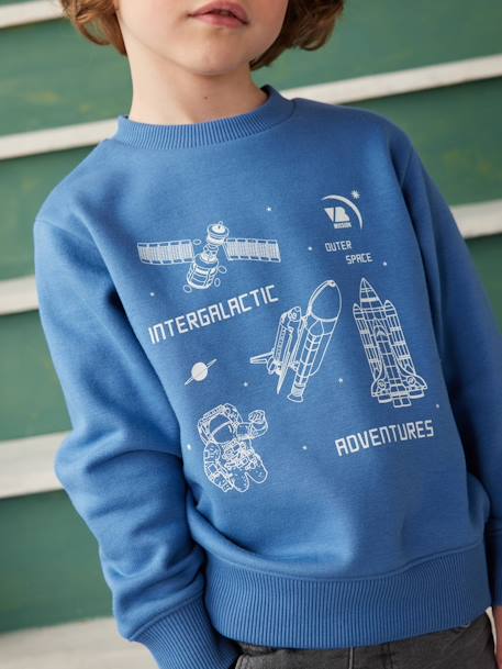 Basics Sweatshirt with Graphic Motif for Boys marl white+medium blue+sage green 