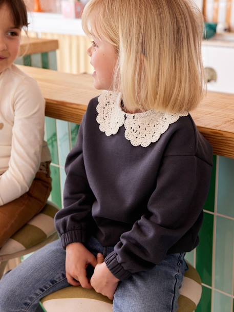 Top with Fancy Macramé Collar for Girls anthracite+blush 