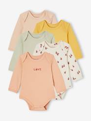 Baby-Pack of 5 Long Sleeve Bodysuits with Cutaway Shoulders, Fruits