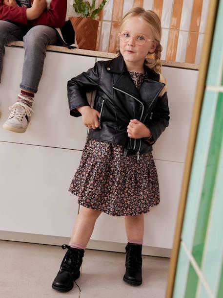 Leather-Effect Jacket for Girls black 