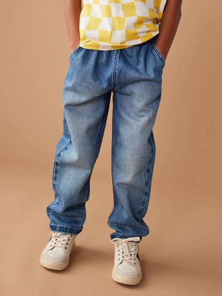 Wide Easy to Slip On Jeans for Boys bleached denim+denim grey+stone 