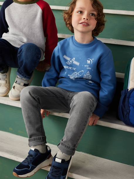 Basics Sweatshirt with Graphic Motif for Boys marl white+medium blue+sage green 