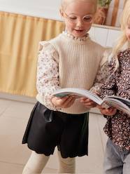 Girls-Cardigans, Jumpers & Sweatshirts-Jumper with Cotton Gauze Sleeves for 2-in-1 Effect, for Girls