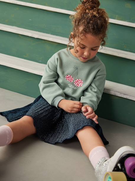 Basics Sweatshirt with Motif for Girls apricot+grey green+indigo+rose+sweet pink+vanilla 