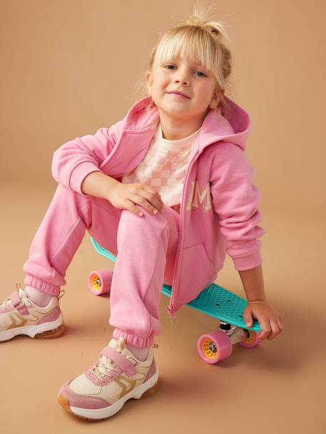 Fleece Joggers with Paperbag Waistband for Girls aqua green+marl beige+navy blue+sweet pink 