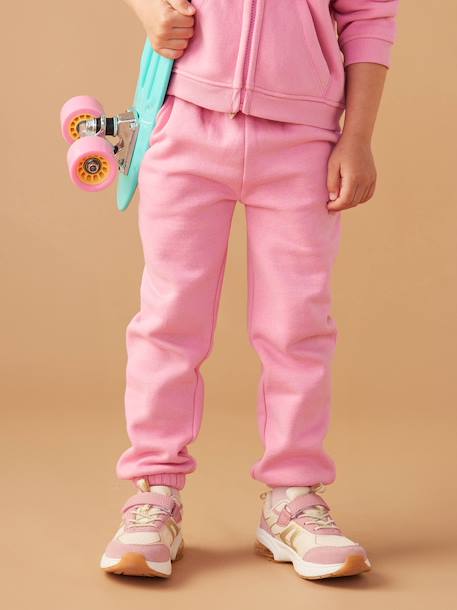 Fleece Joggers with Paperbag Waistband for Girls aqua green+marl beige+navy blue+sweet pink 