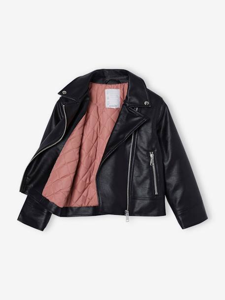 Leather-Effect Jacket for Girls black 