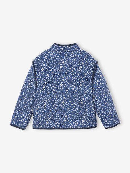 Padded Floral Jacket with Sherpa Lining, for Girls printed blue 