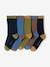 Pack of 5 Pairs of Two-Tone Rib Knit Socks for Boys night blue 