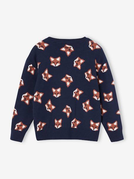 Fun Jacquard Jumper with Foxes for Boys night blue 