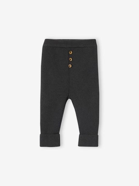 Adaptive Knitted Leggings for Babies grey+marl beige 