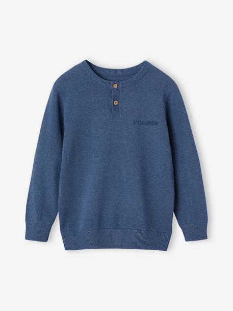 Top with Grandad-Style Neckline, for Boys marl blue+marl green 