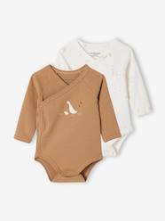 Pack of 2 Long Sleeve Bodysuits in Organic Cotton for Newborn Babies