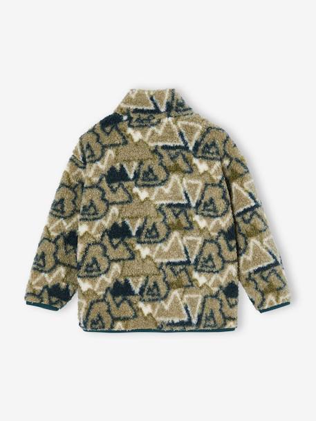 Polar Fleece Zip Jacket, Camo Print, for Boys sage green 