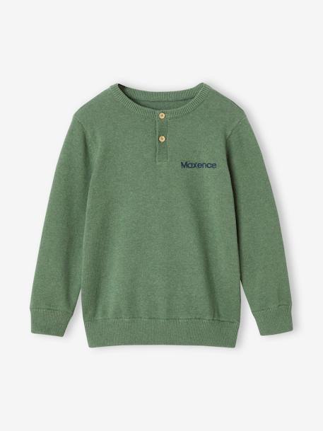 Top with Grandad-Style Neckline, for Boys marl blue+marl green 