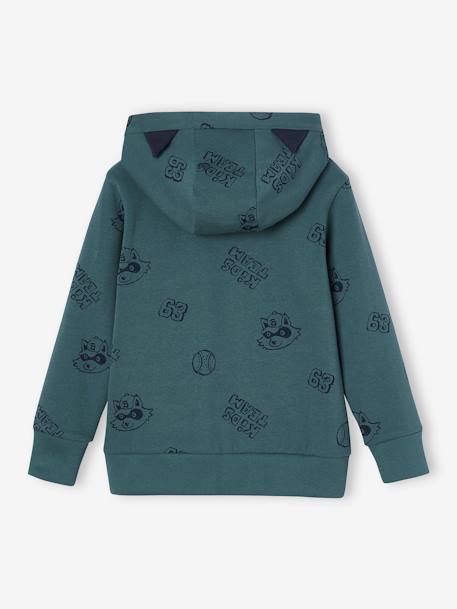 Zipped Sports Jacket with Ears on the Hood, for Boys aqua green 