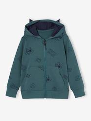 Boys-Cardigans, Jumpers & Sweatshirts-Sweatshirts & Hoodies-Zipped Sports Jacket with Ears on the Hood, for Boys