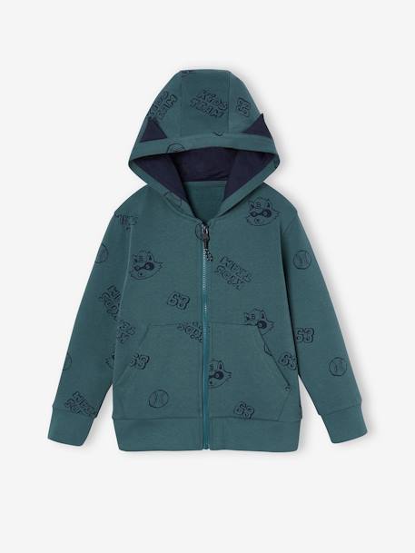 Zipped Sports Jacket with Ears on the Hood, for Boys aqua green 