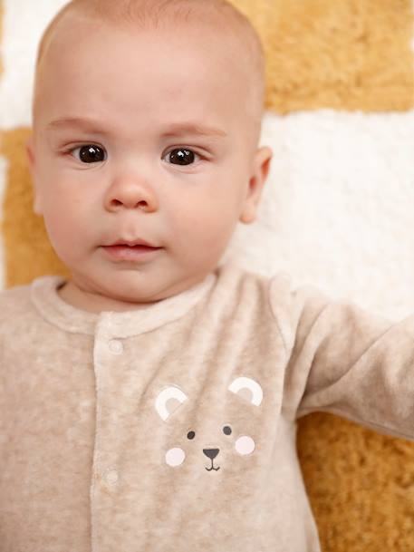 Koala Sleepsuit in Velour, for Babies marl beige+marl grey 