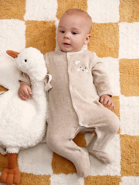 Koala Sleepsuit in Velour, for Babies marl beige+marl grey 