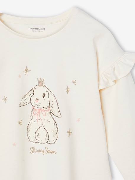 Christmas Special Top with Rabbit & Glittery Details for Girls ecru 