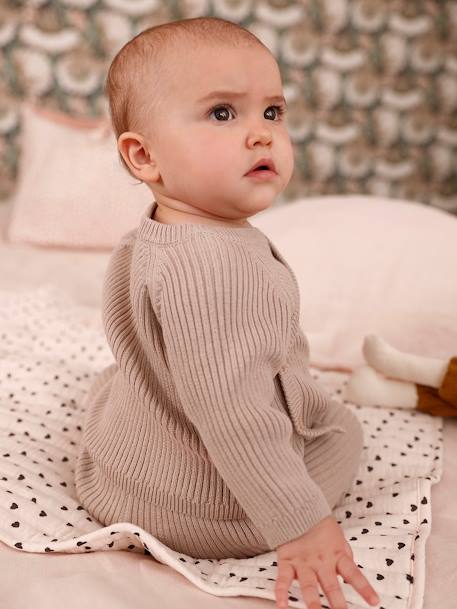 Knitted Wrapover Cardigan for Babies beige 