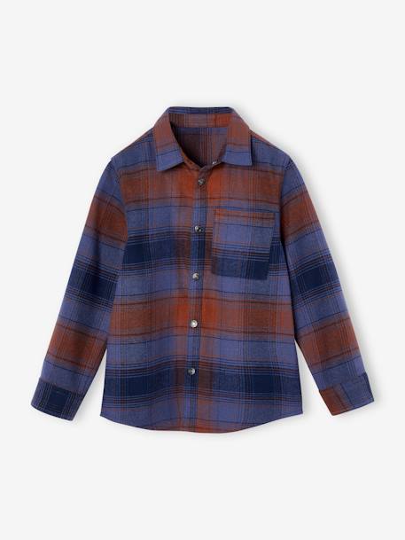 Chequered Flannel Shirt for Boys chequered white+night blue+slate blue 