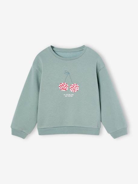 Basics Sweatshirt with Motif for Girls apricot+grey green+indigo+rose+sweet pink+vanilla 