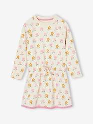 Girls-Dresses-Fleece Dress with Flower Motifs for Girls