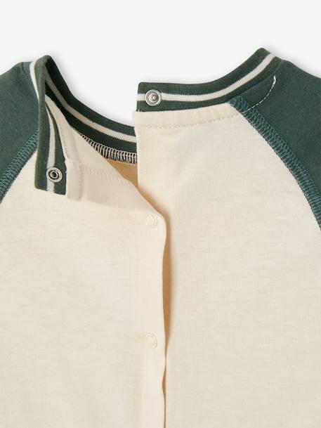 Long Sleeve Colourblock Top for Babies ecru+fir green 