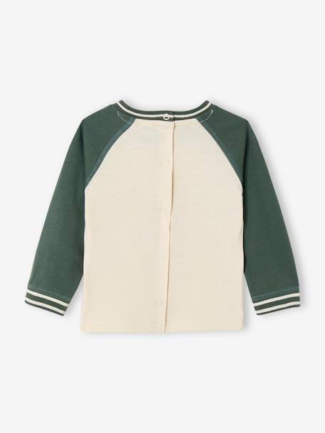 Long Sleeve Colourblock Top for Babies ecru+fir green 