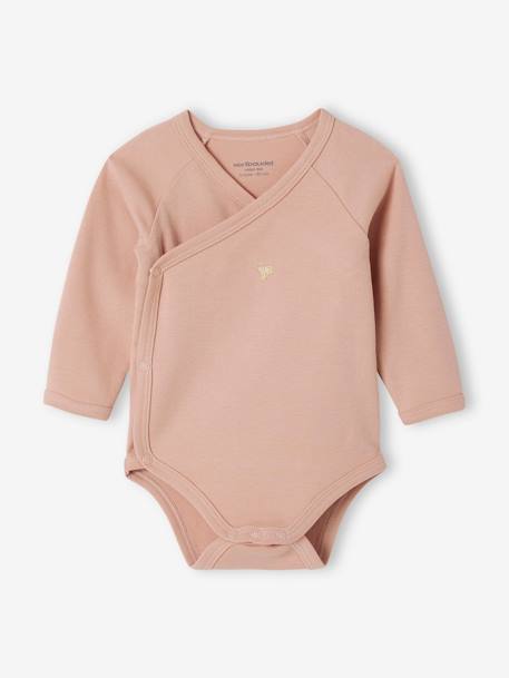 Pack of 5 'Heart' Long Sleeve, Organic Cotton Bodysuits with Front Opening for Babies pale pink 