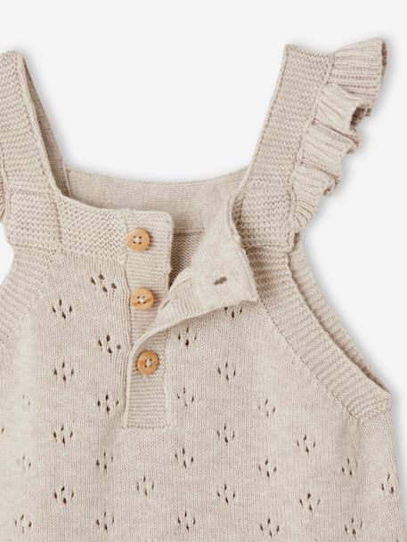 Knitted Dungarees with Frilly Straps for Babies marl beige 