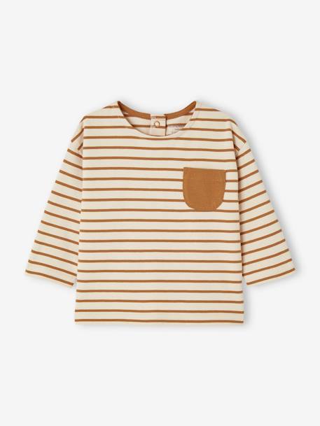 Striped Long Sleeve Top, for Babies pecan nut+striped blue+striped green 