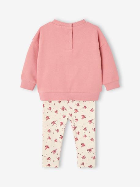 Sweatshirt + Leggings + Headband Ensemble for Baby Girls dusky pink+sand beige 