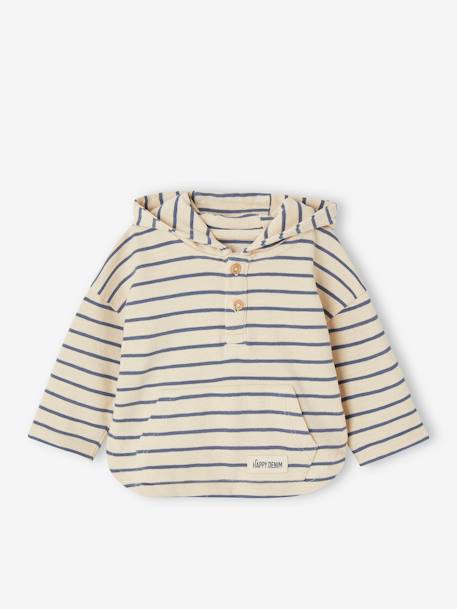 Striped Hooded Top for Baby Boys sandy beige 