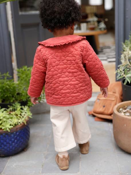 Padded Corduroy Jacket, Sherpa Lining, for Babies terracotta 