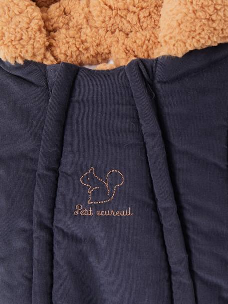 Velour Pramsuit, Sherpa Lining, for Babies navy blue 