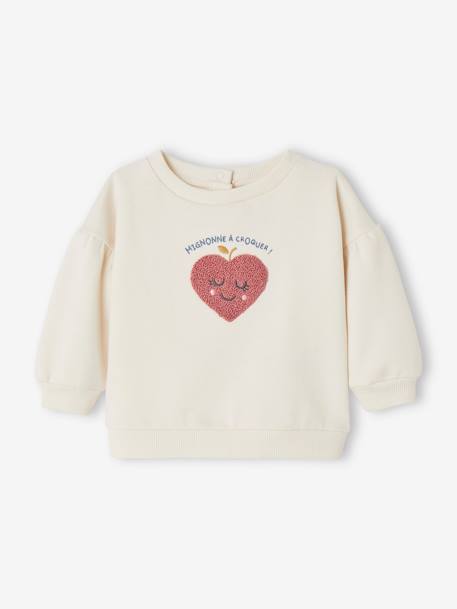 Sweatshirt with Heart in Bouclé Knit, for Babies ecru 