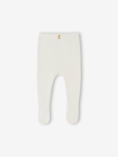 Footed Trousers in Cotton/Wool Knit marl beige+white 