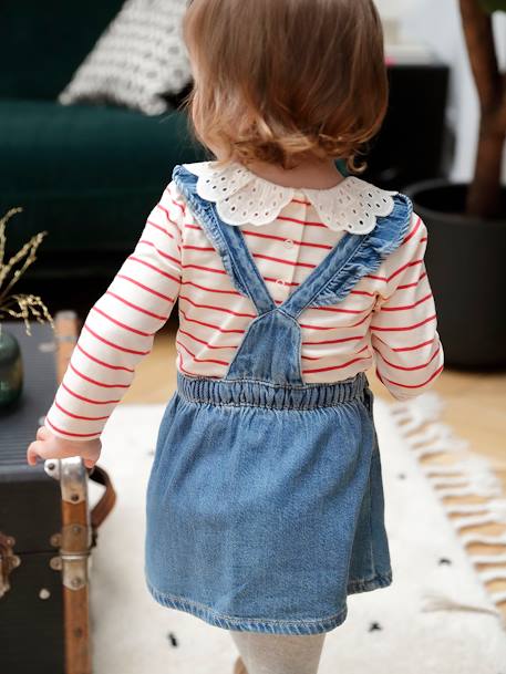 Dungaree Dress with Frilly Straps in Denim for Babies stone 