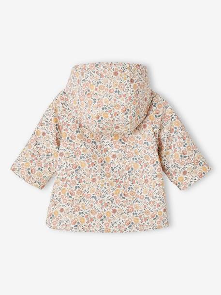 Floral Hooded Raincoat, Lined, for Baby Girls printed pink 