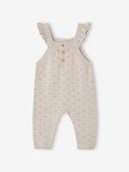 -Knitted Dungarees with Frilly Straps for Babies