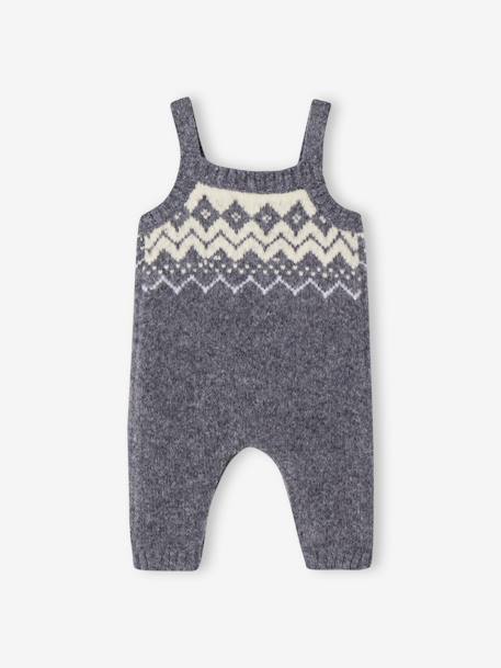 Dungarees in Jacquard Knit for Baby Boys slate blue 