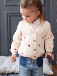 Baby-Jumpers, Cardigans & Sweaters-V-Neck, Brioche Stitch Cardigan with Embroidery, for Babies