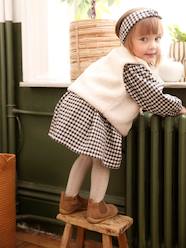 Baby-Outfits-3-Piece Ensemble, Gingham Dress + Waistcoat + Headband for Babies