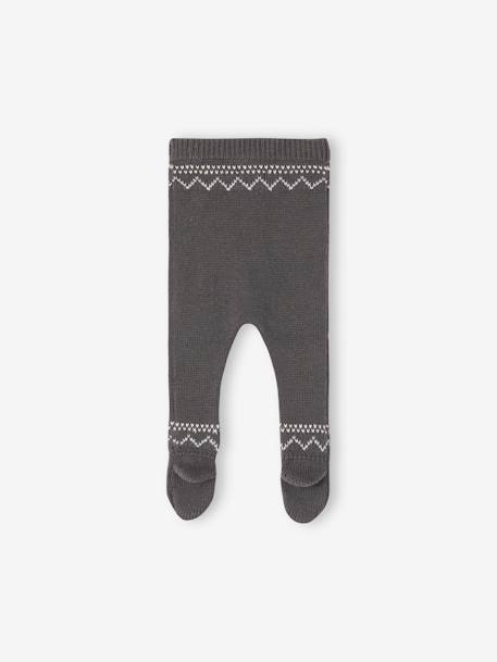 Footed Trousers in Jacquard Knit for Babies slate blue 