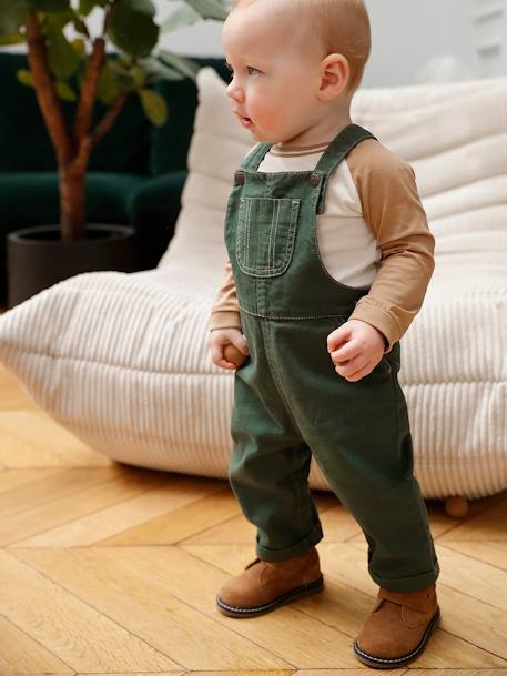 Top + Dungarees Outfit for Baby Boys fir green 