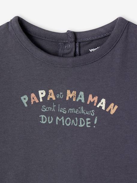 T-Shirt with Message in Organic Cotton for Babies slate blue 